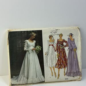 Bridal Dress Wedding Gown Size 8 Hi Waist Train Ruffle UNCUT Pattern 1815 Vtg